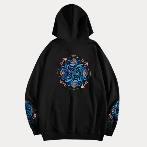 Spring Sukajan Cotton Floral Embroidery Sweatshirts